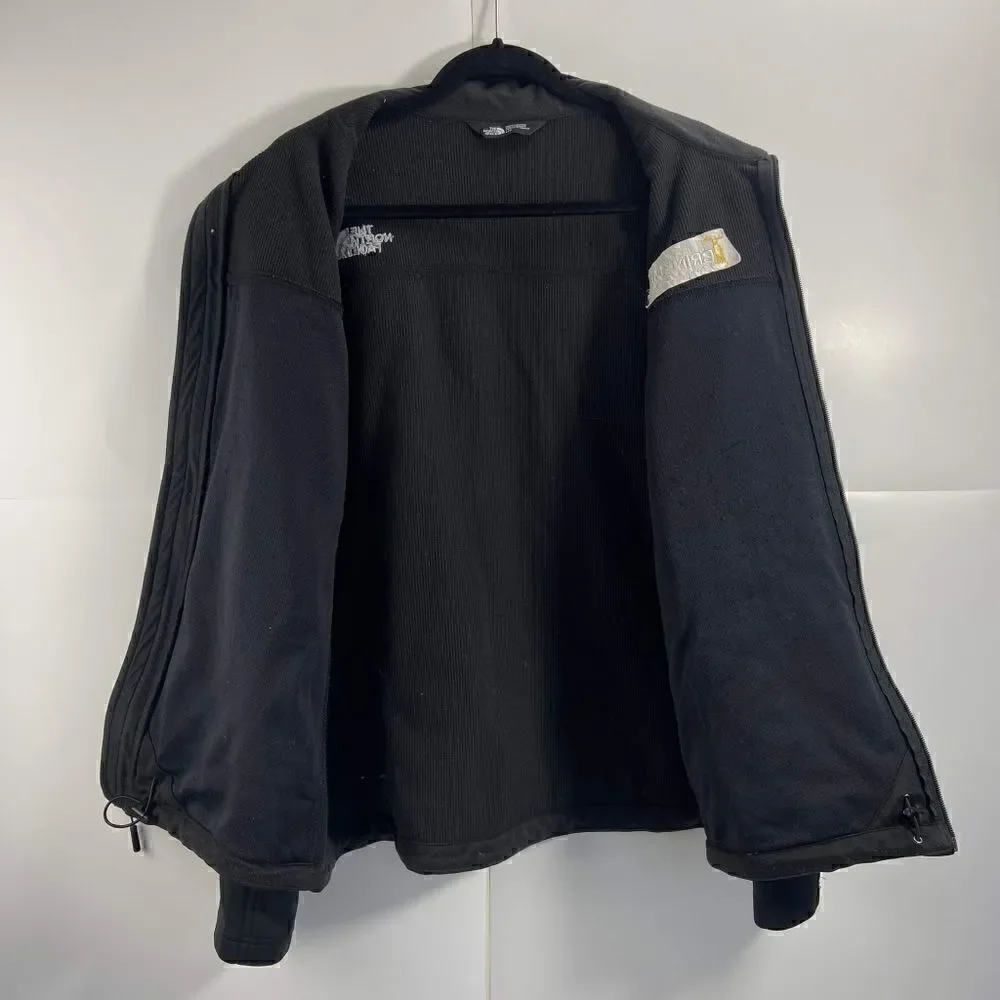 The North Face men's large windwall Soft-shell  Jacket Black Full Zip logo EUC